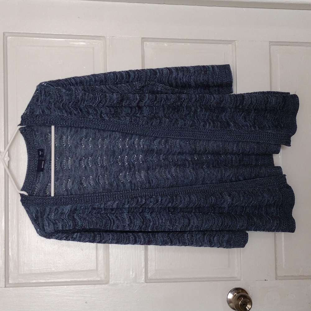 Basic Editions Womens Cardigan Sweater Size L Blue